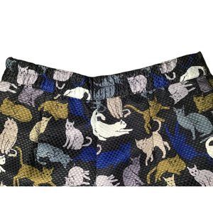 H&M Shorts Cats Blue Tan Purple White Pleated Front  Sz. 8